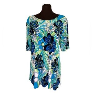 Jostar Floral Stretch Travel Knit Short Sleeves Top Tunic